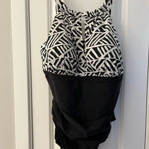 Black and white swimsuit, size 18.